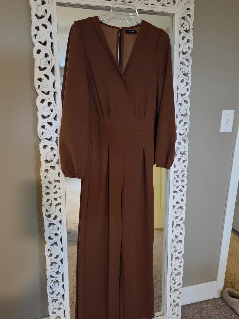 Women's Brown Wrap-Front Jumpsuit